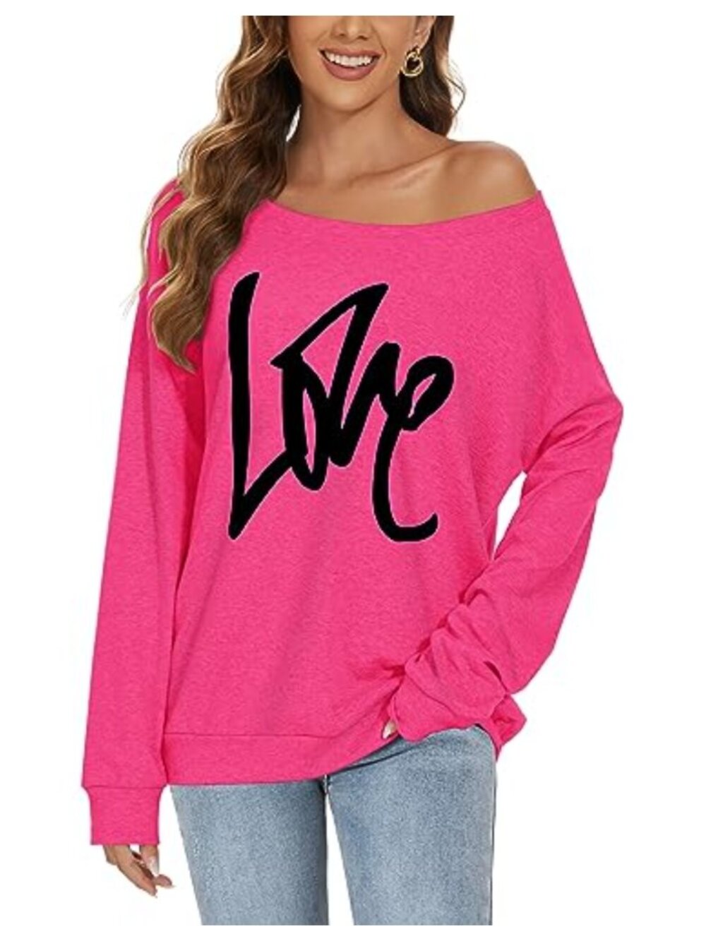 Off the Shoulder Sweatshirt Long Sleeve Oversized Tunic Pullover Top